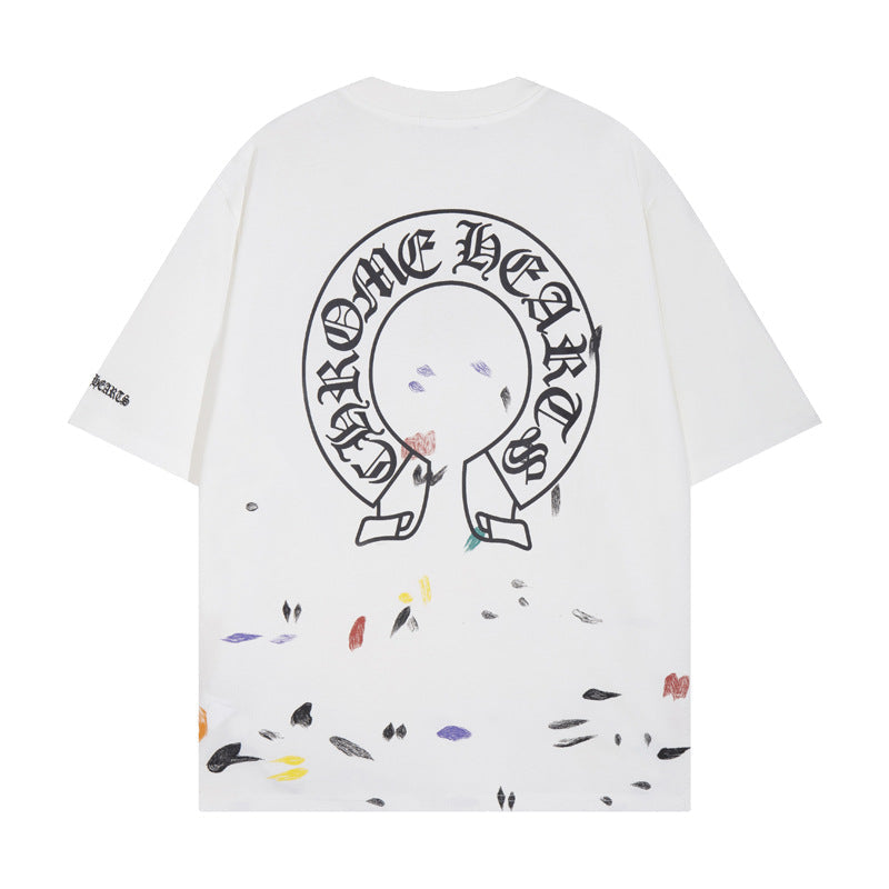 Chrome Heart T Shirts Croix Cross Sanskrit Embroidery Versatile Casual Loose